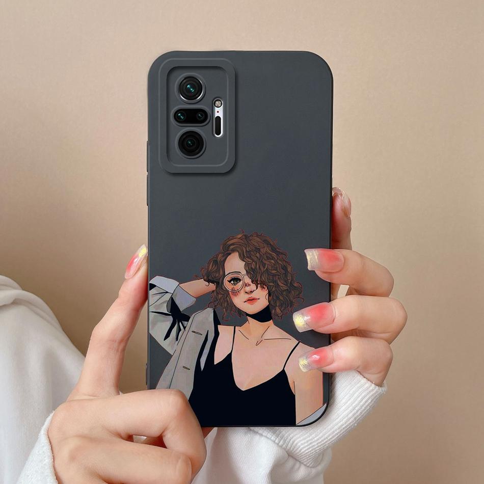 For Redmi Note 10 Pro Max Phone Case Cat Liquid Silicone Full Coverage Anti Drop Funda For Xiaomi Redmi Note 10Pro Max Bumper