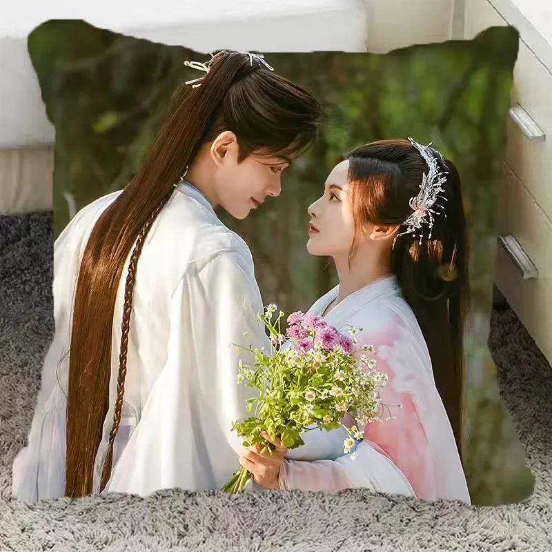 

Дин Юйси Ян Чануюэ Постер Двусторонняя печать Наволочка ТВ Люблю тебя семь раз Кадры из дорамы Домашний декор для машины Наволочка 40x40cm16x16Inch