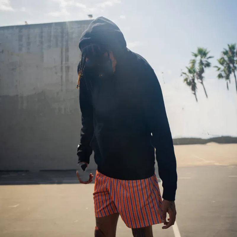 Trendy Men's Mesh Striped Sports Shorts: Below Knee Basketball and Running Shorts