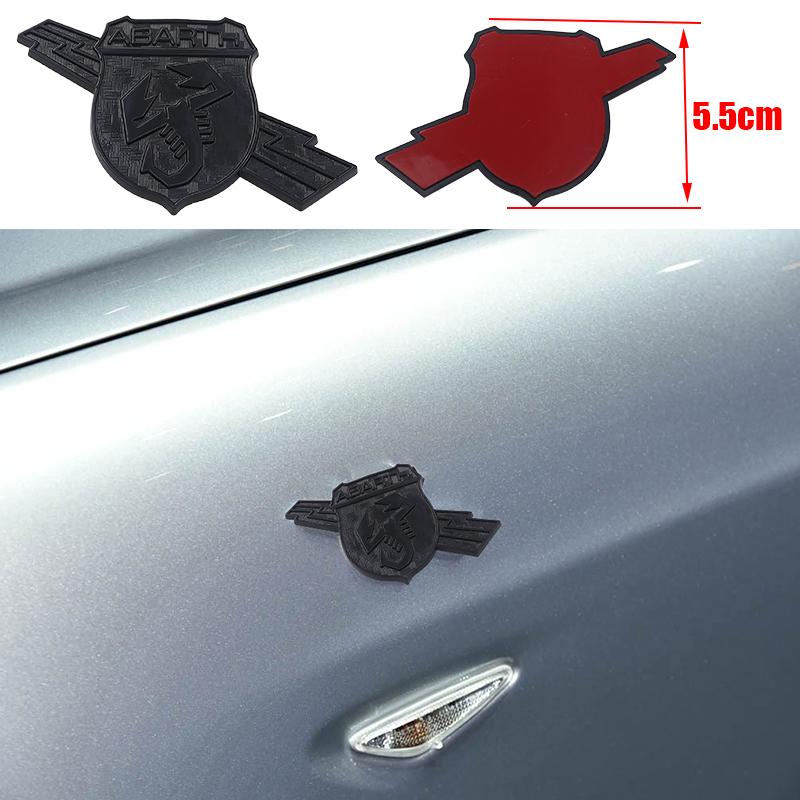 1 Stück 3D ABS Schwarz Auto Kotflügel Seitenlogo Heckemblem Kofferraumemblem Aufkleber für Abarth 500 595 695 Panda Punto Bravo Stilo