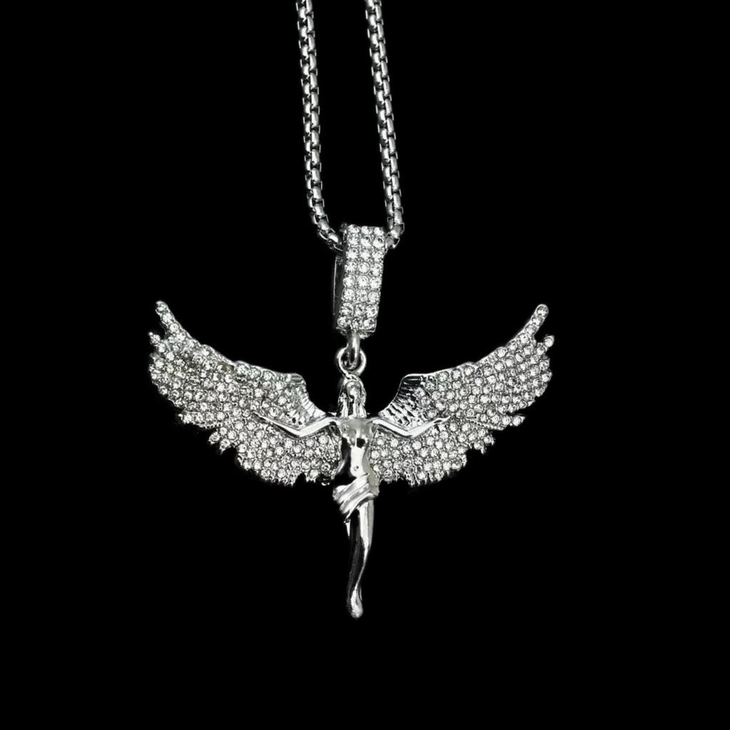 New Angel Goddess Wings Zircon Pendant Necklace For Women Men Trend Elegant Choker Neck Chain Jewelry Hip Hop Gift Party 2026