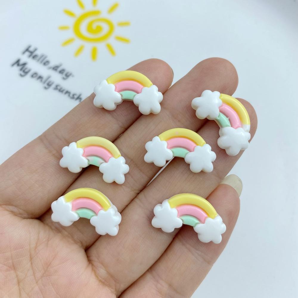 30Pcs New Cute Resin Mini Colorful Rainbow Series Flat Back Manicure Parts Embellishments For Hair Bows Accessorie