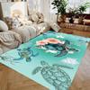 Nautical Navy Blue Turtle Rug Traditional Ukiyo-e Wave Shell Pattern Anti-slip Large Floor Carpet Beach Style Indoor Home Decor