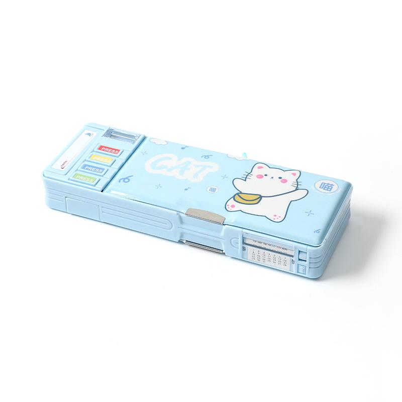 Multifunctional Cartoon Astronaut Pencil Box - Large Capacity, Double Layer Stationery for Elementary Students, Boys & Girls.