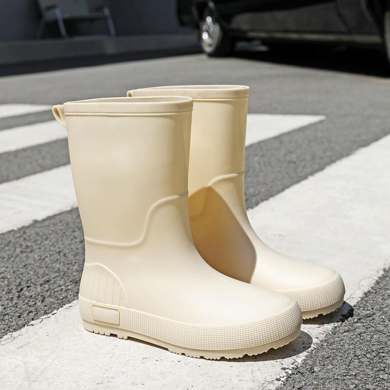 Fashion Women's Rain Boots Outdoor Wading Shoes Medium Tube Thickened Rain Shoes Non-slip Soles Women's Water Shoes Rubber Shoes Kitchen Water Boots