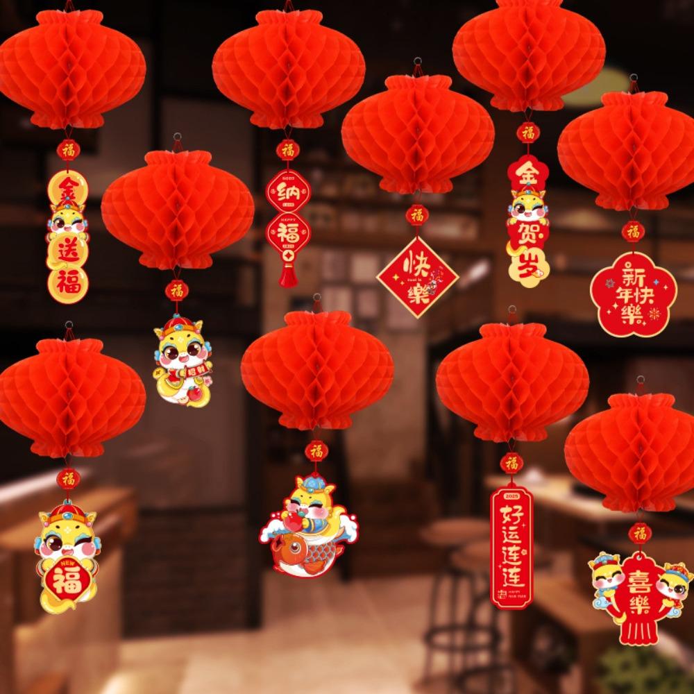 

10 шт. Сотовый фонарь Весеннего фестиваля с карточкой благословения Подвеска Год Змеи Компания Style C