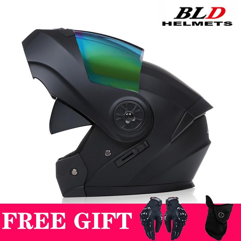 Full Face Motorcycle Helmet With Dual Visors Flip-Up Design Scooter E-Bike Riders