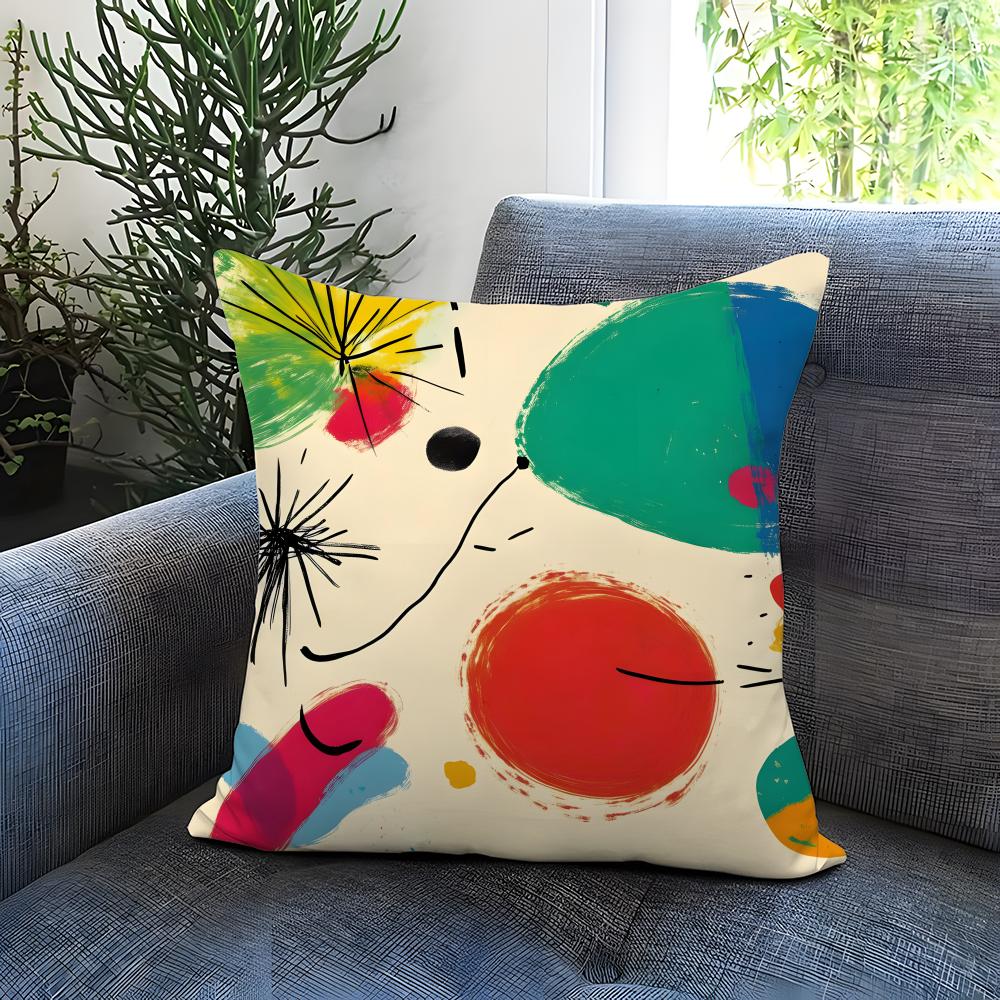 Classic Painter Joan Miro Cushion Cover Comfortable Reversible Pillow Cover Ideal for Car Sofa Bedroom Beyond