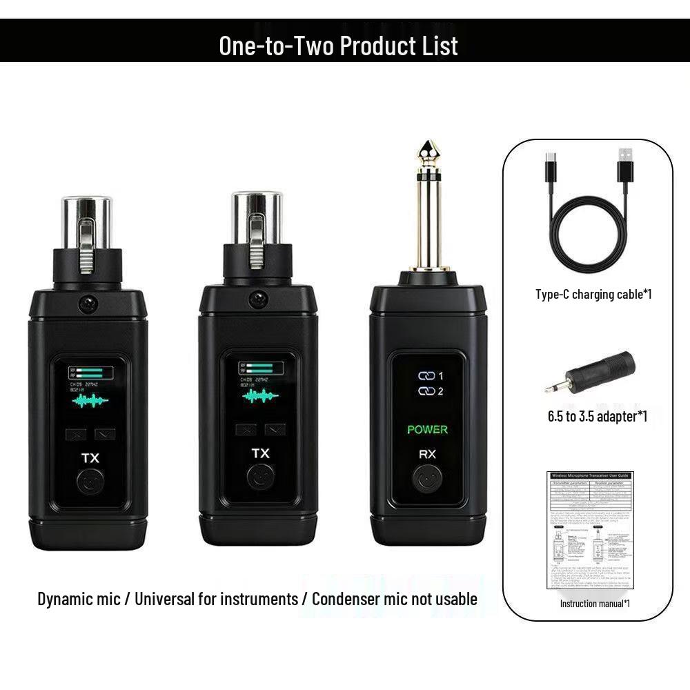 Wireless Transmitter Receiver for Electric Guitar, Saxophone, Bass - Audio Transmission Cable
