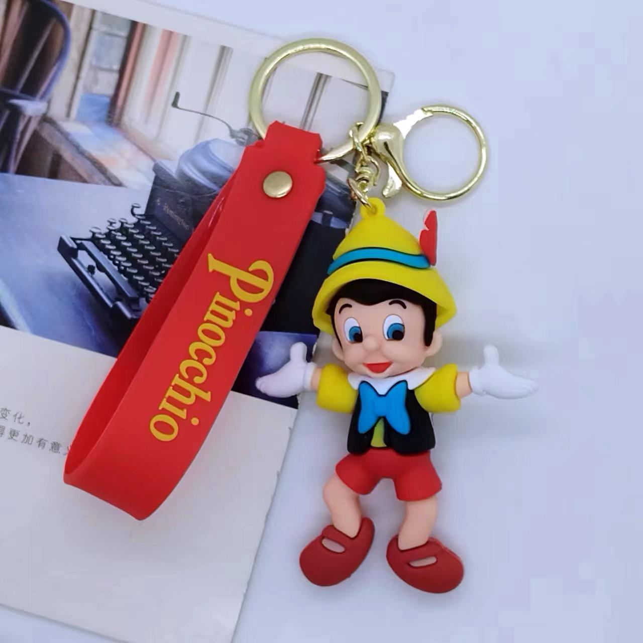 Creative Cartoon Pinocchio Doll Keychain Cute Backpack Car Key Chain Pendant Fun Character Accessory Gift opp