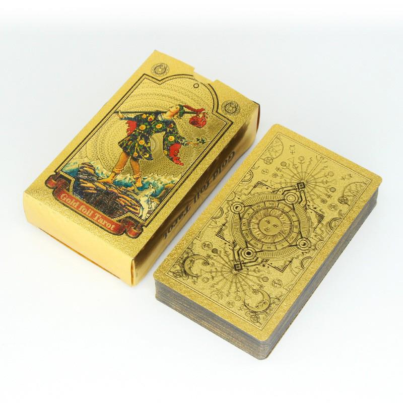 Gold Foil Waterproof PVC Tarot Cards - Color Printed Table Game with Hot Stamping