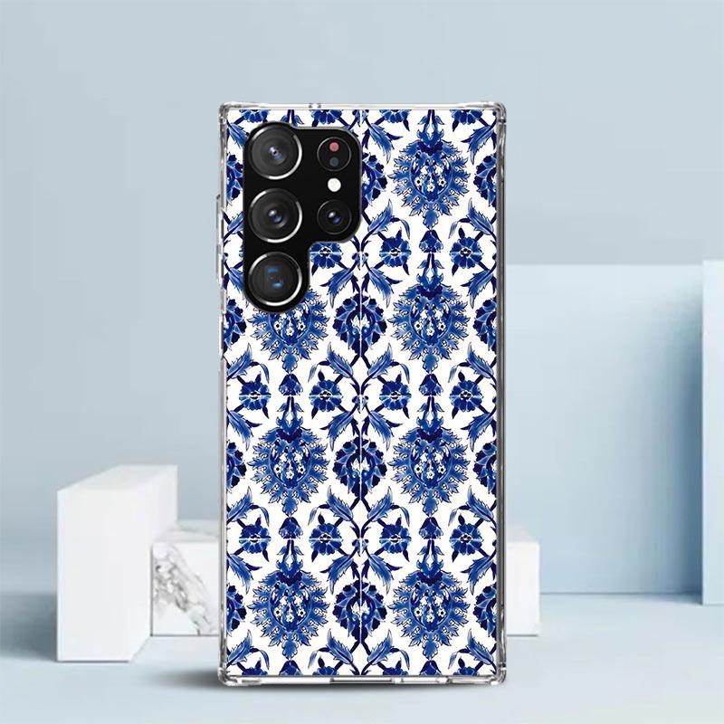 Blue And White Porcelain Soft Cover for Samsung Galaxy S25 Edge S26 S24 S23 Ultra Phone Case S22 S21 Plus S20 FE Print Pattern S