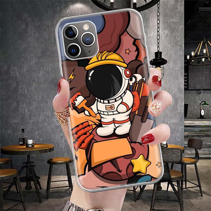 Cartoon Planet Astronaut Star Rocket Soft Phone Case For IPhone 11 17 Air 16E 16 Pro Max 15 + 14 Plus 13 Mini 12 Apple 7 SE 8 Fu