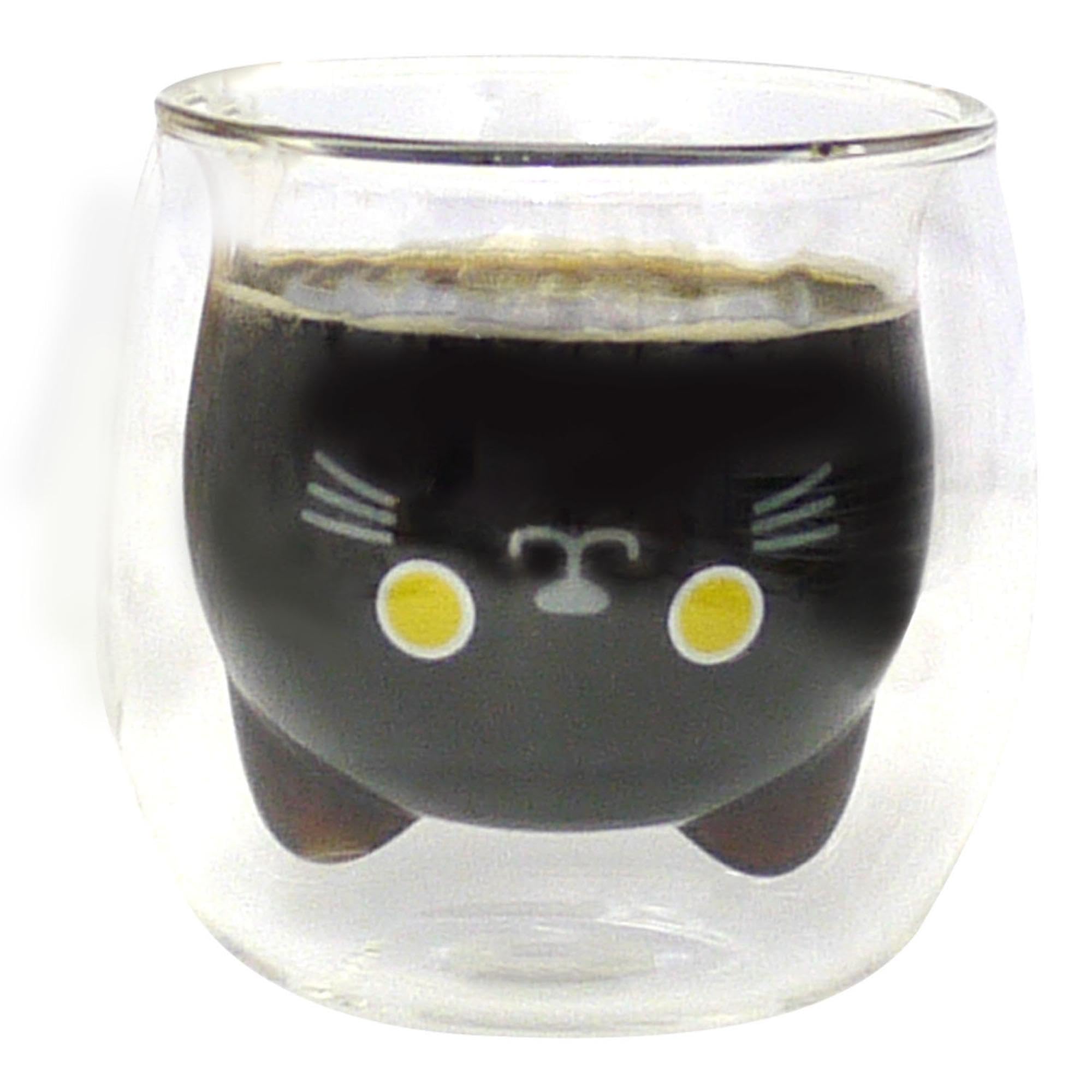 

double keeps drinks hot or cat ears when plain 260ml Glass, wall, heat-resistant glass, cup, cold, cute, animal, pouring, design, cat,