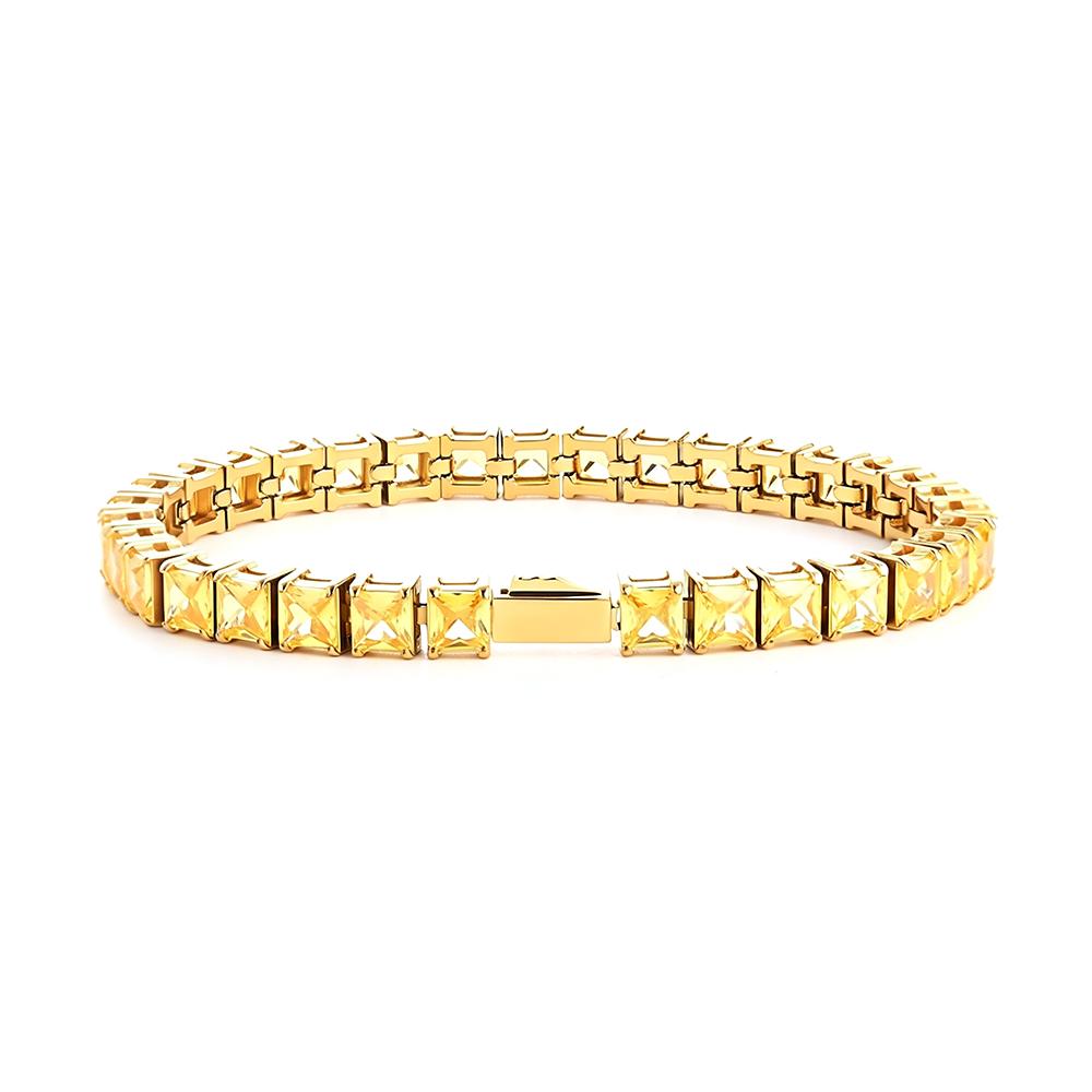 Multi-colored fashionable 4mm wide tennis chain, zircon sparkling hip-hop style exquisite jewelry bracelet for men and women