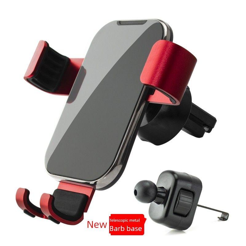 Retractable Car Phone Holder Suction Cup Dashboard Gravity Automatic Aluminum Alloy Classy Car Glass Mobile Phone Stand Red Air Outlet