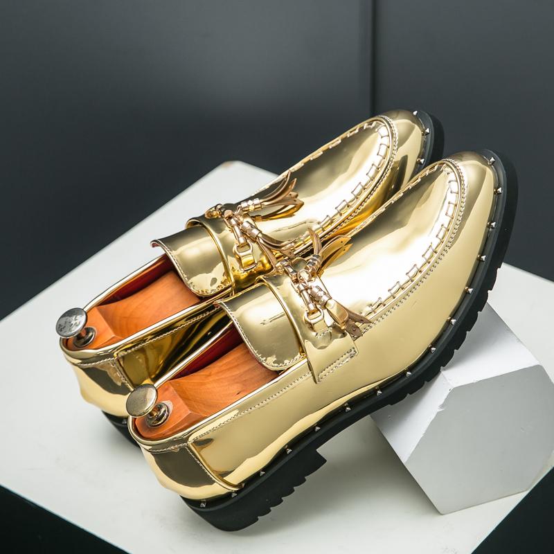 

Мода Новые Мужские Формальные Туфли ПУ Острый Носок Британский Повседневный Деловой Мода Туфли Ле Фу Джентльмен Дизайнерская Обувь Размер 38-46 Мужская Обувь 38 золотой