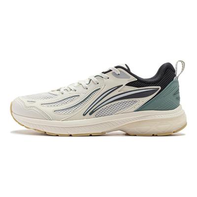 Li Ning Fabric Cushioning Slip Resistant Abrasion Resistant Low Top Running Shoes Men's Ecru ARXT021-2