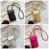 Silver PU Leather Coin Purse Solid Color Crossbody Shoulder Bag Sweet PU Wallet  Girl
