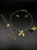 Flora Four-Leaf Clover Necklace Set for Women Copper Cubic Zirconia Plated Jewelry Wedding Gift with Gift Box