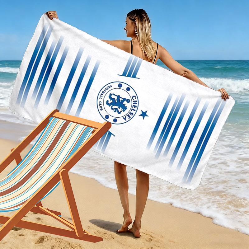 Chelsea F Print Beach Towel, Large Soft Quick Dry Towel for Beach Camping Swimming