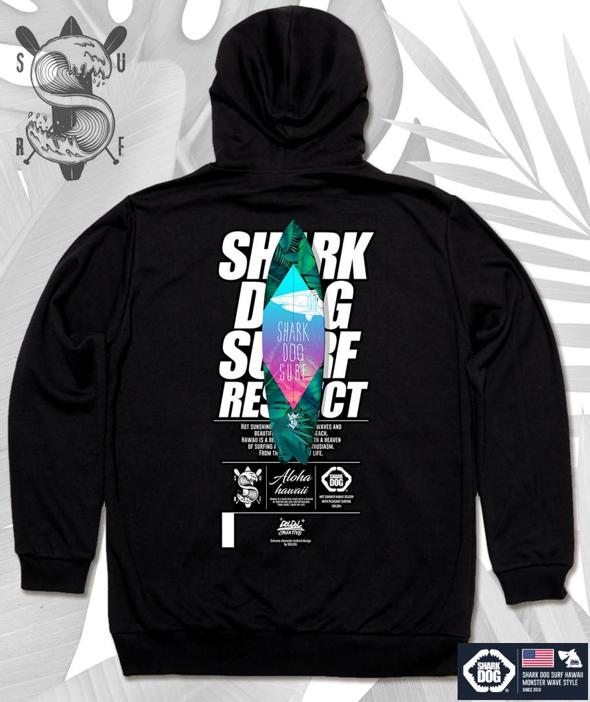 Shark-Dog-Hoody-125 Shark Dog Surfing Hawaii Character Graphic Hoodie