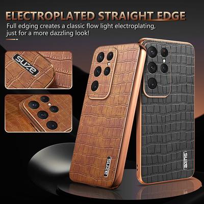 Coque de protection ultra tendance en cuir pour Samsung S25, S24 et S23, motif imprimé, antichoc et anti-chute