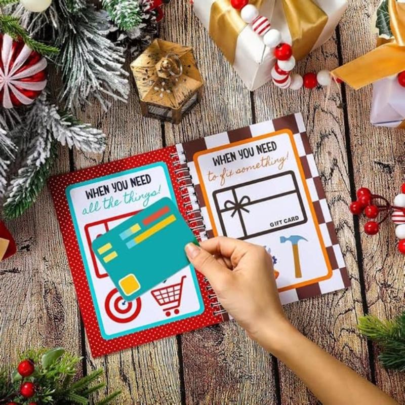 Portable Christmas Themed Notebook Twin Coil Binding Gift Card Storage Book Travel Writing Journal for Note Taking