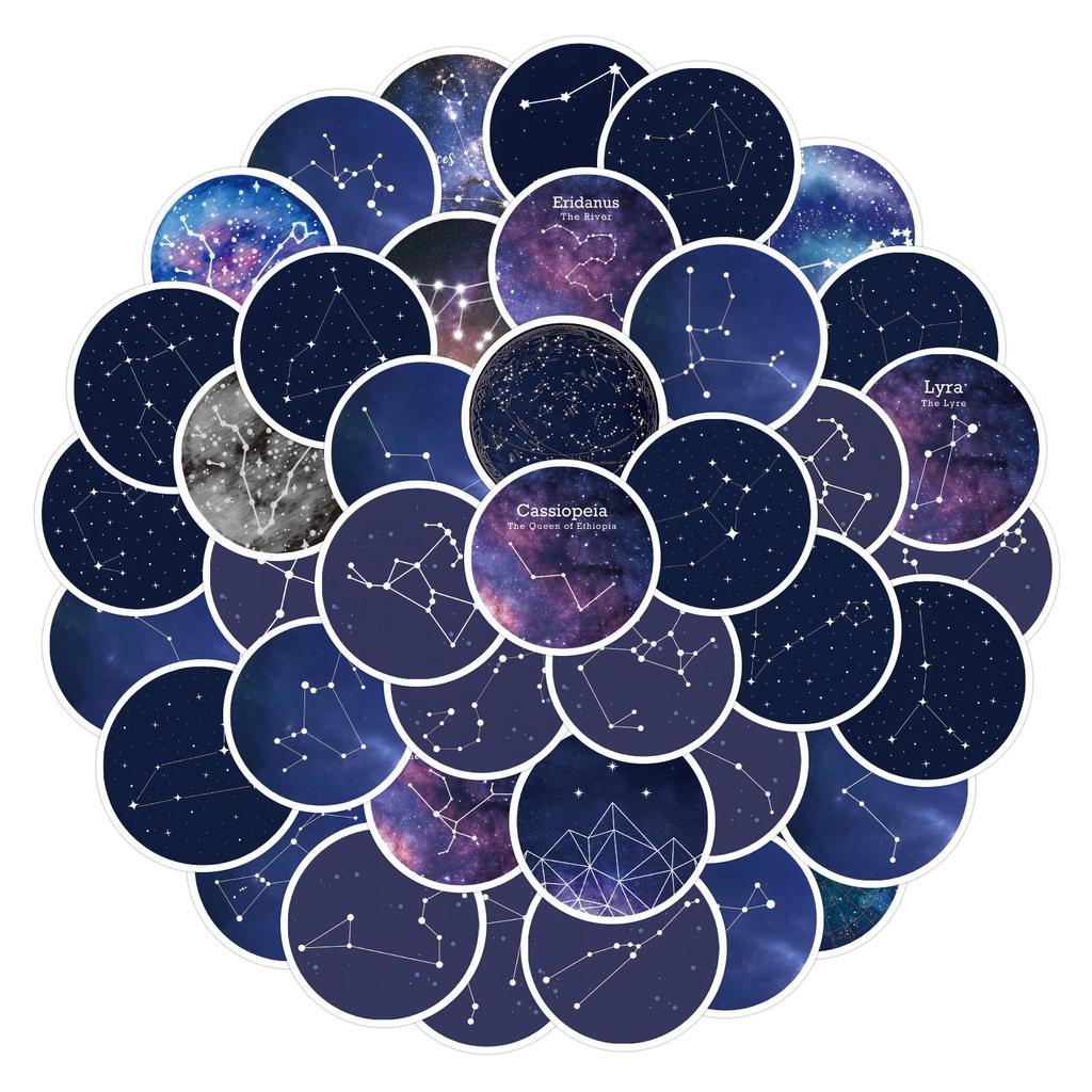 60 Pictures of Twelve Zodiac Signs Starry Sky Graffiti Stickers Suitcase Trolley Case Waterproof Laptop Stickers