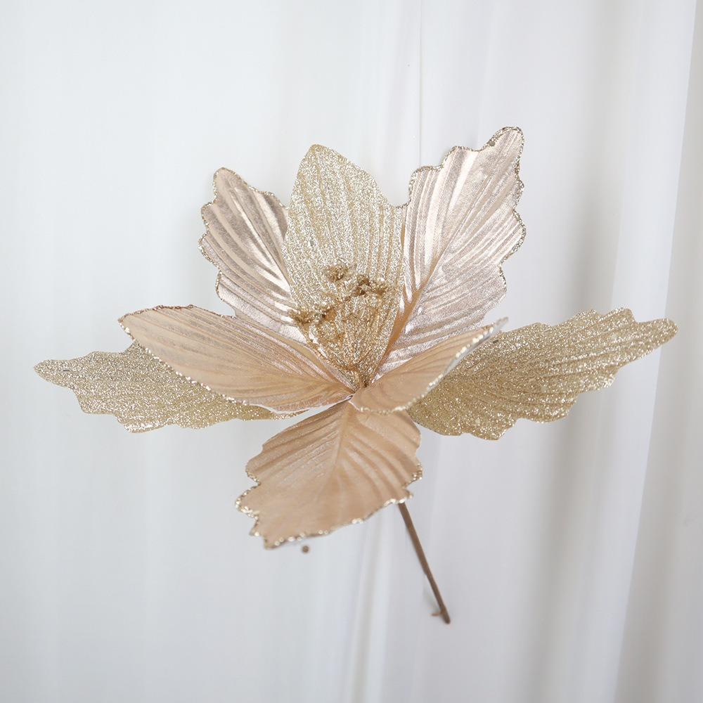 Glossy Fabric Christmas Tree Flowers Bright Color Christmas Tree Decoration  Store Display