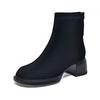 Round Head Fashion Boots Women's Autumn and Winter New Black Simple Temperament Short Boots Thick Heel High Heel Thin Boots