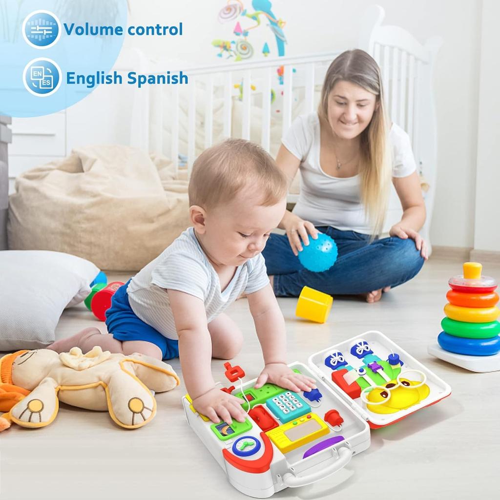 Toddler Toys Musical Montessori Busy Board Early Educational Toy for Toddlers 1-3 Motor Skills Developmental Toy for Boy Girl