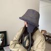 1Pc Bucket Hat Windproof Strap Versatile Lamb's Wool Warm Fisherman Hat Velvet Ear Protection
