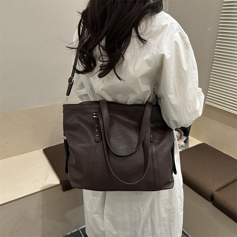 Large Sized Tote Bags For Women Soft PU Leather Pure Color Large Capacity Shopper Shoulder Crossbody Bag Quality Handbags