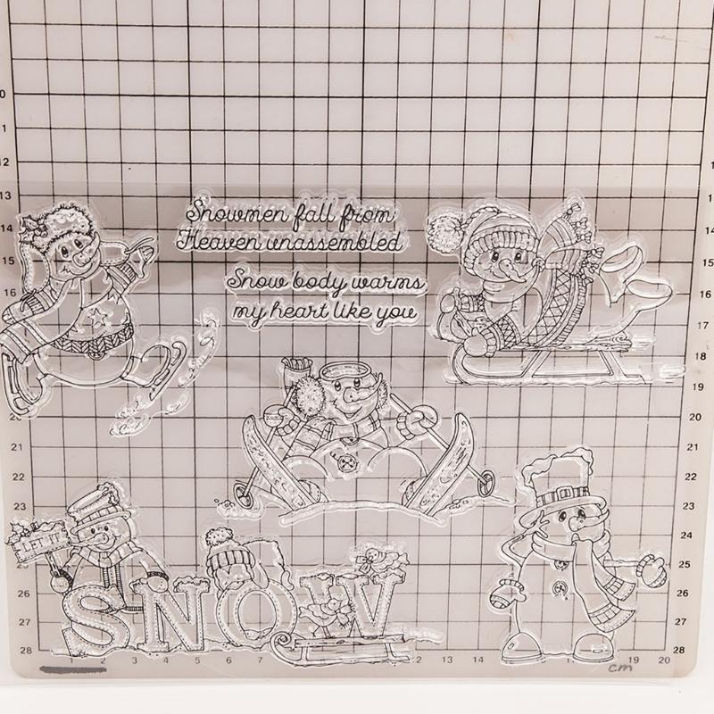 Christmas Snowman Clear Stamps for Christmas Card Making, Scrapbooking Decorative Stampers Background Silicone Stamps