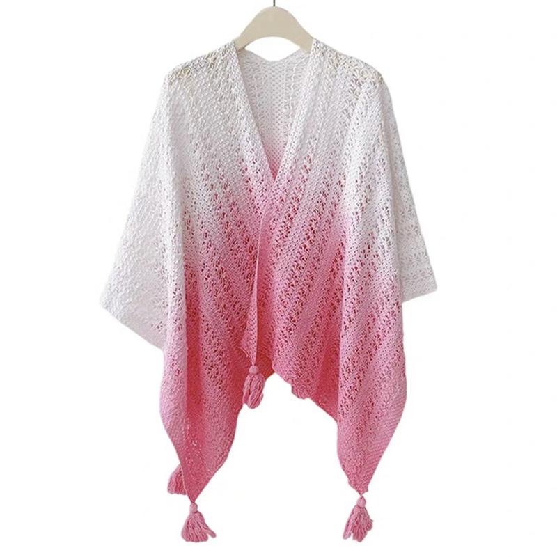 Spring Summer Thin Scarf Women Layers Poncho Sweet Color Spliced Hollow Wrap Shawl Casual Scarve Capa Para Mujer Pashmina Cloak