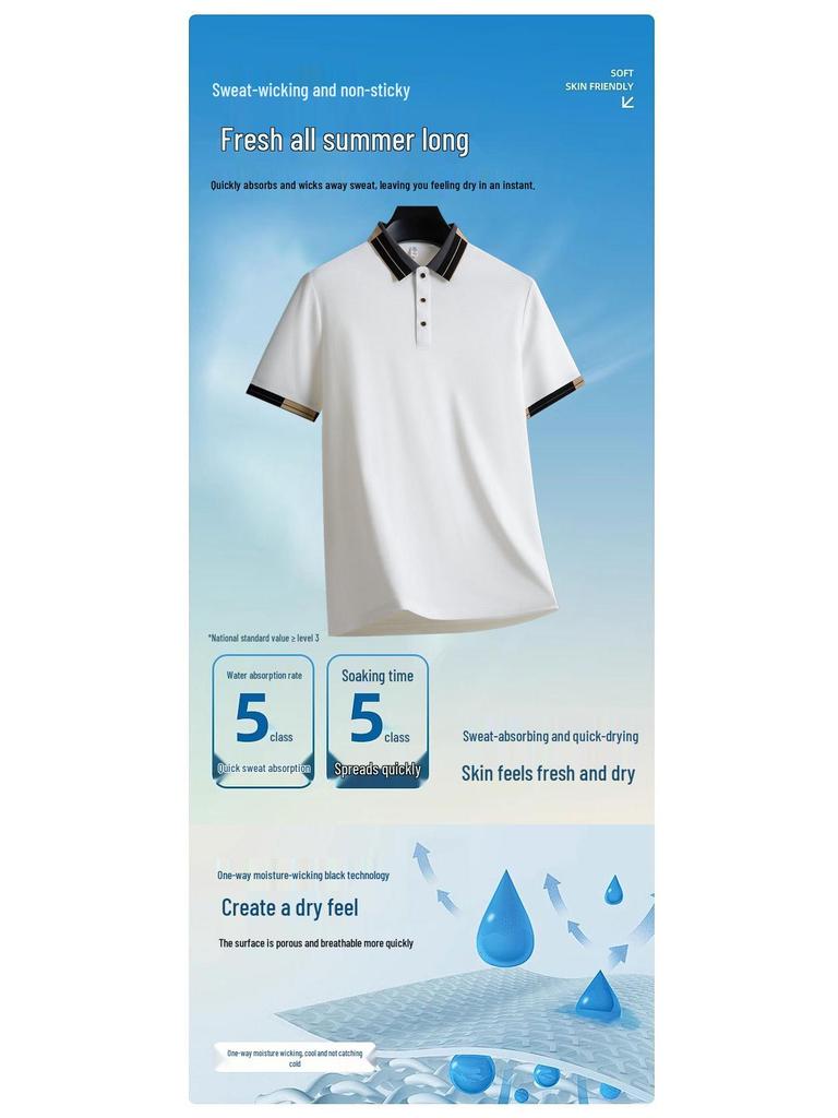 Men's Casual Solid Color Short-Sleeve Lapel T-Shirt – Breathable, Cool Summer Fashion for All Ages