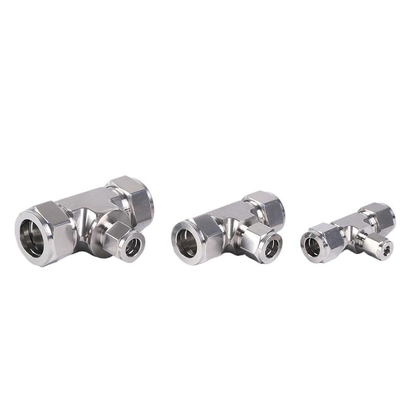 Tee 3 Ways Reducer 1/16"-1" 3-25mm Tube OD Compression Union SUS316L Stainless Coupler Pipe Fitting Connector With UNF Nut Lock