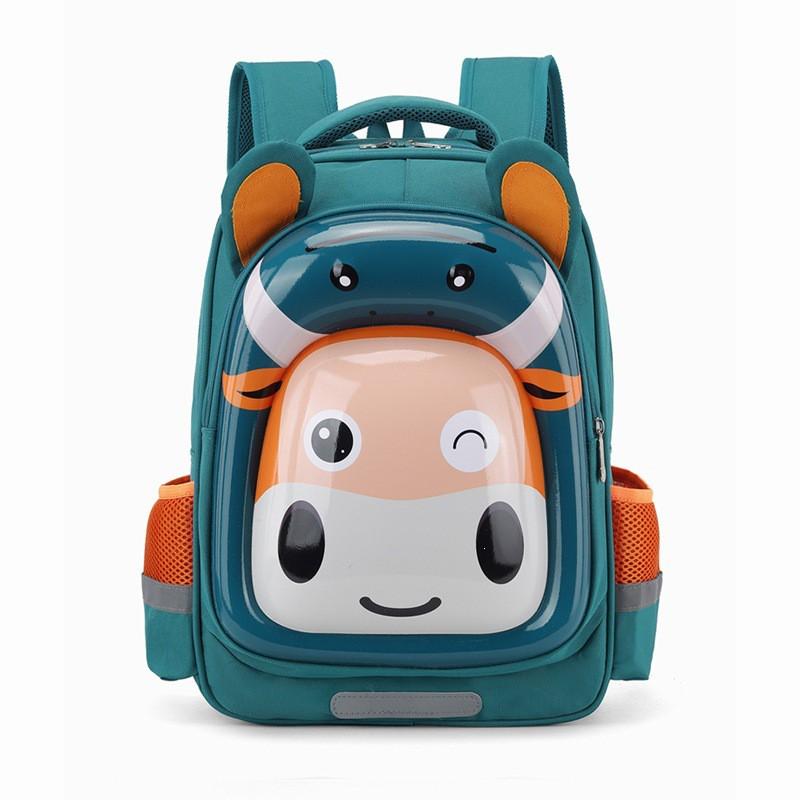 Kids School Backpack Elementary Students Lightweight Ergonomic Nylon Bag With Animal Print Breathable Design