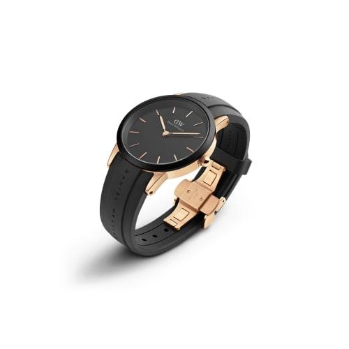 Officially Licensed Daniel Wellington DW Women's Iconic Motion 32mm Watch, Waterproof, Perfect for Sports and Outdoors, Rose Gold and Black, Perfect G