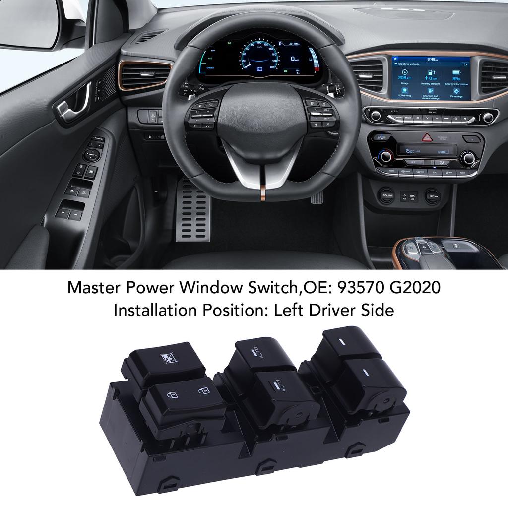 Car Master Power Window Switch 93570 G2020 Left Driver Side Door Window Switch Replacement for Ioniq 2017 to 2025