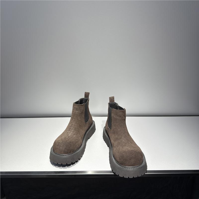 

Autumn and winter new casual Chelsea boots cm rubber sole high top Martin boots flap tide flm 38 leather shoe size коричневый