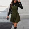 Womens Solid Corduroy Suspender Midi Casual Dress For Daily Wear