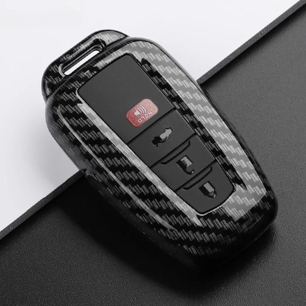 ABS Kohlefaser Auto Schlüsselhülle Abdeckung Schale Schlüsselanhänger für Toyota Prius Camry Corolla C-HR CHR RAV4 Prado 2018 2022 Schlüsselanhänger Zubehör