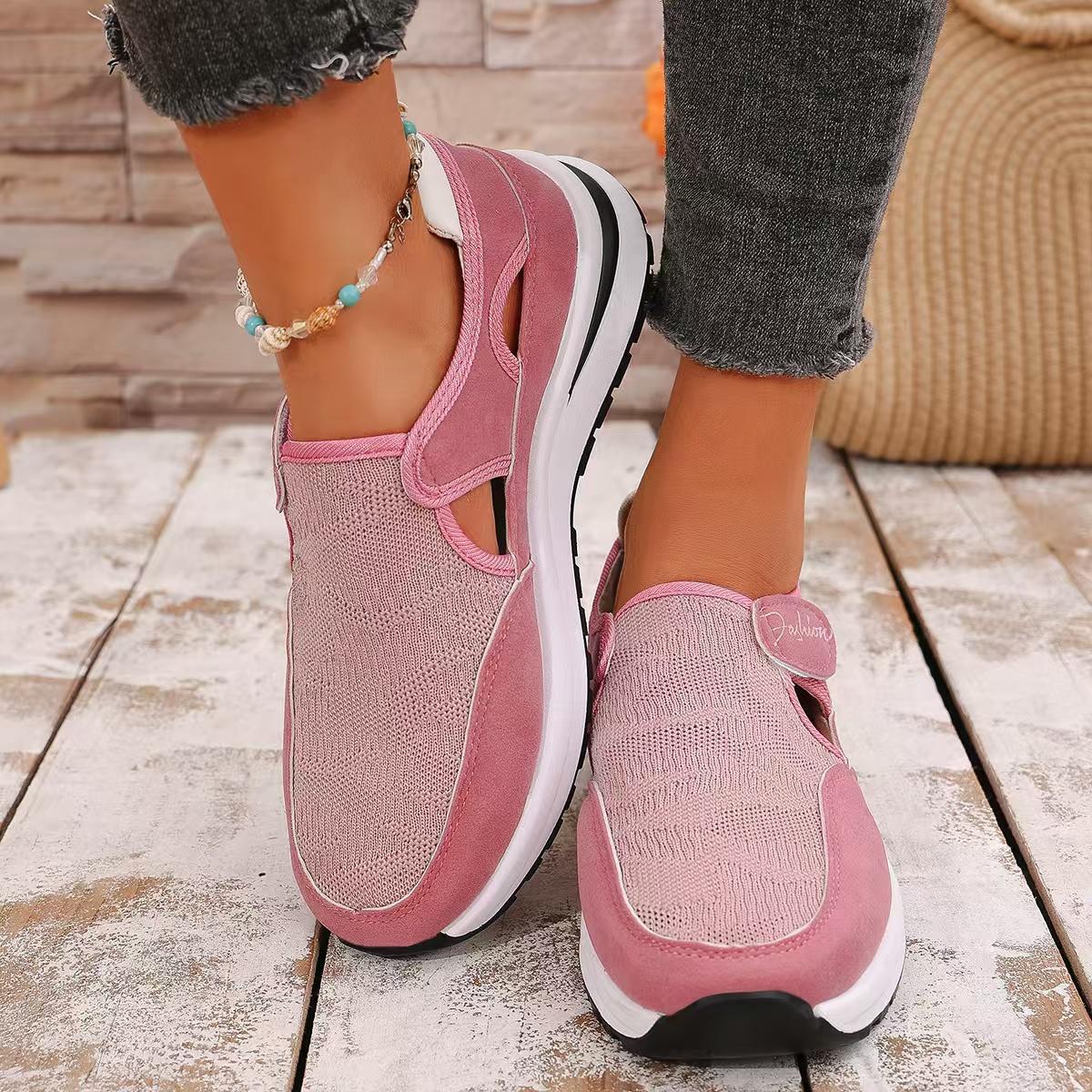 

Fashion Women s Casual Shoes Spring Large Size Thick Bottom Slope Heel Mesh Surface Breathable Comfortable Leisure Footwear Size 36-43 36 рожевий