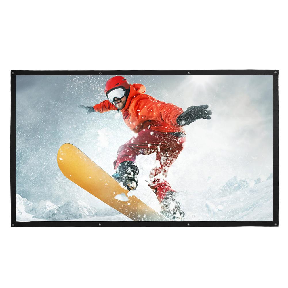 HD Projektionsleinwand Tragbare Faltbare Weiche Projektionsvorhang 100 Zoll 16: 9 4: 3 mit Haken
