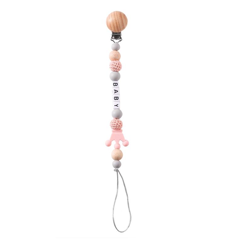 Personalized Name Baby Pacifier Clips Chains Teethers Dummy Nipple Holder Silicone Crown Clip Newborn Teething Toys Accessories