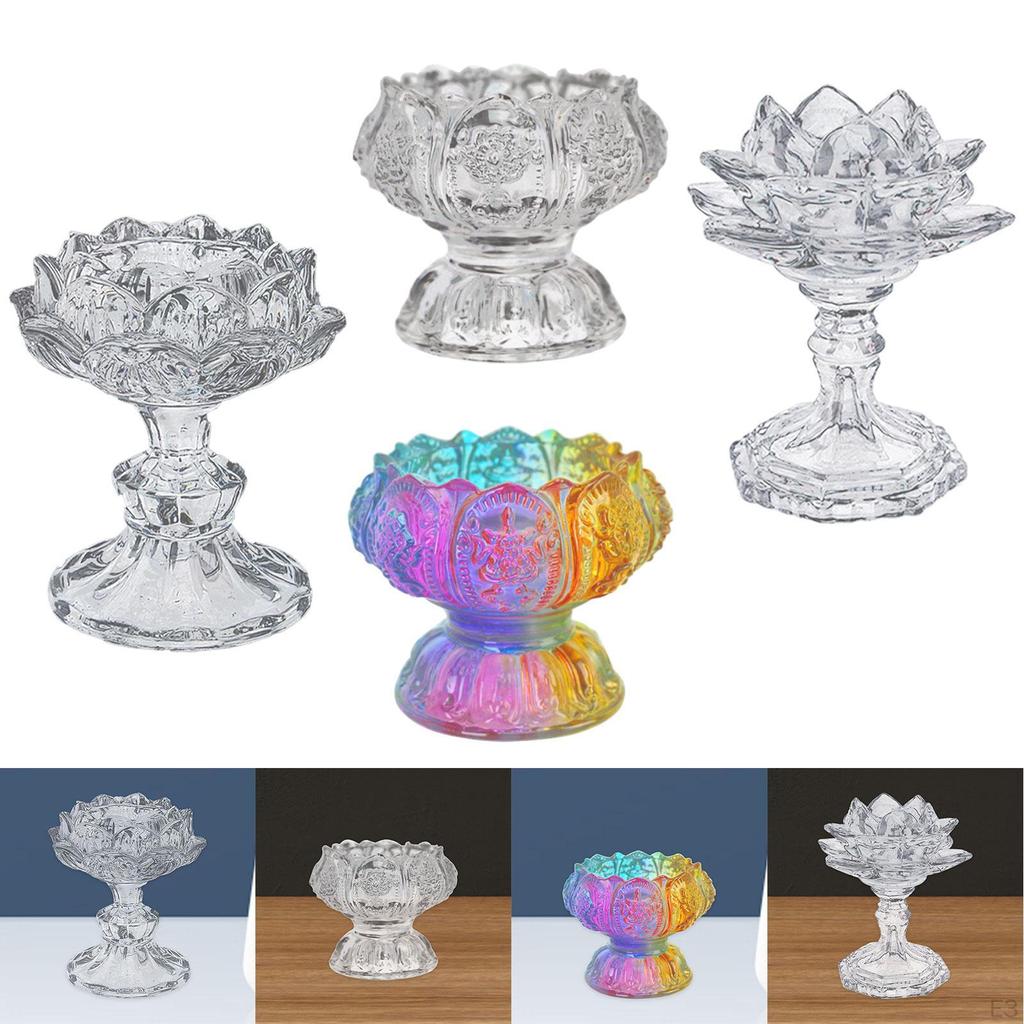 Candlestick Holder Candle Holders Ornament Decorative Flower Tealight Pillar Ghee Lamp