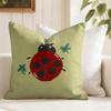 Cute Cartoon Ladybug Cushion Cover Summer Linen Pillow Case Organic Fabric Cushion Cover DoubleSided Print Sofa Home Decor