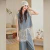 Bailuyu Lace Hollow Out Blouse & Jeans 2-Piece Set